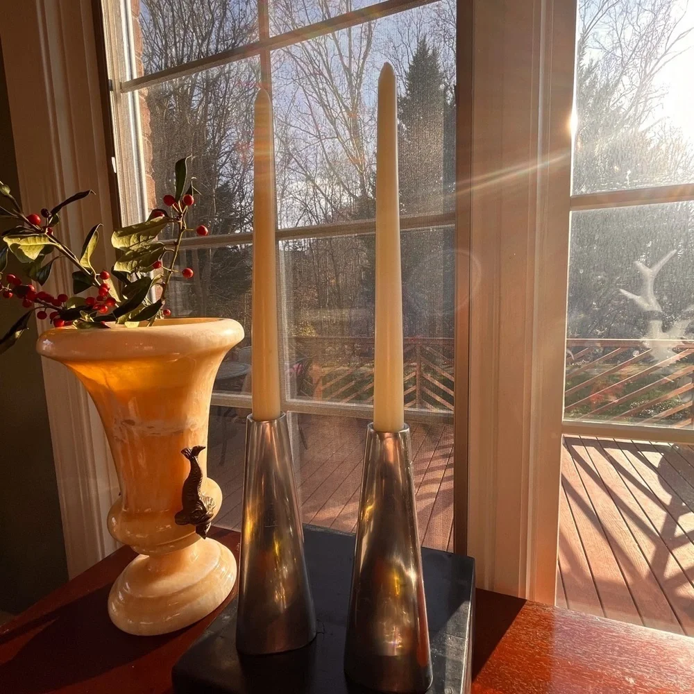 Vintage modern minimalist aluminum candle holders
